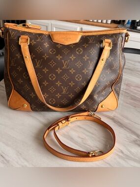 Louis Vuitton Monogram Canvas Brown and Tan Shoulder Bag w/ crossbody strap.